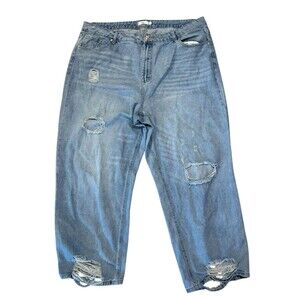 Rue+ Jeans Womens Size 22 Blue Denim High Waist Light Wash Destroyed Y2K
